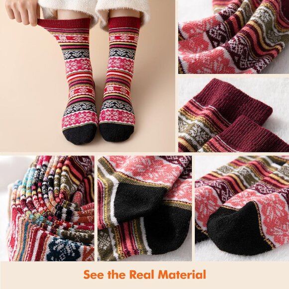 Wool Socks for Women - Womens Winter Sock for Womens Warm Thick Knit Wool Soft V - Picture 4 of 7